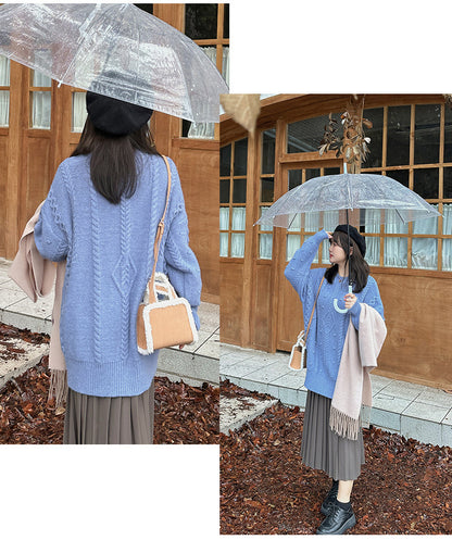 大きいサイズ レディース チュニック丈ケーブルニット LL 3L 4L 5L