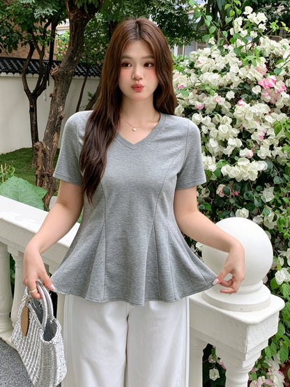 大きいサイズ レディース Vネックフィッシュテールカットソー（3色） LL 3L 4L 5L