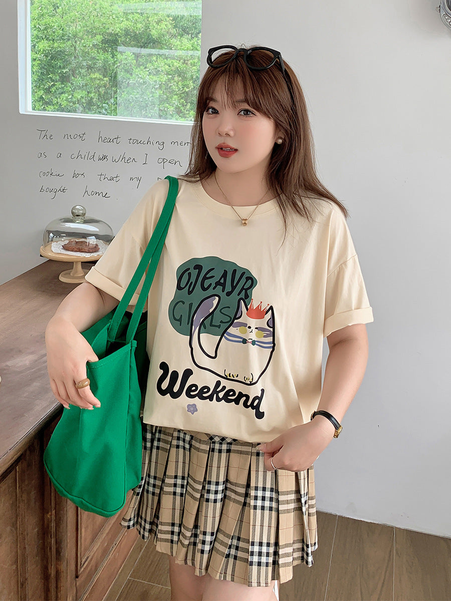 大きいサイズ レディース キャットプリントTシャツ LL 3L 4L 5L