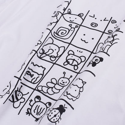 大きいサイズ レディース カジュアルイラストプリントコットン半袖Tシャツ LL 3L 4L 5L