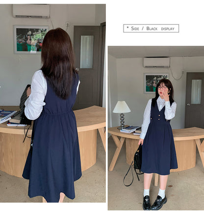 大きいサイズ レディース カレッジ風セットアップ星柄ワンピース二点セット LL 3L 4L 5L