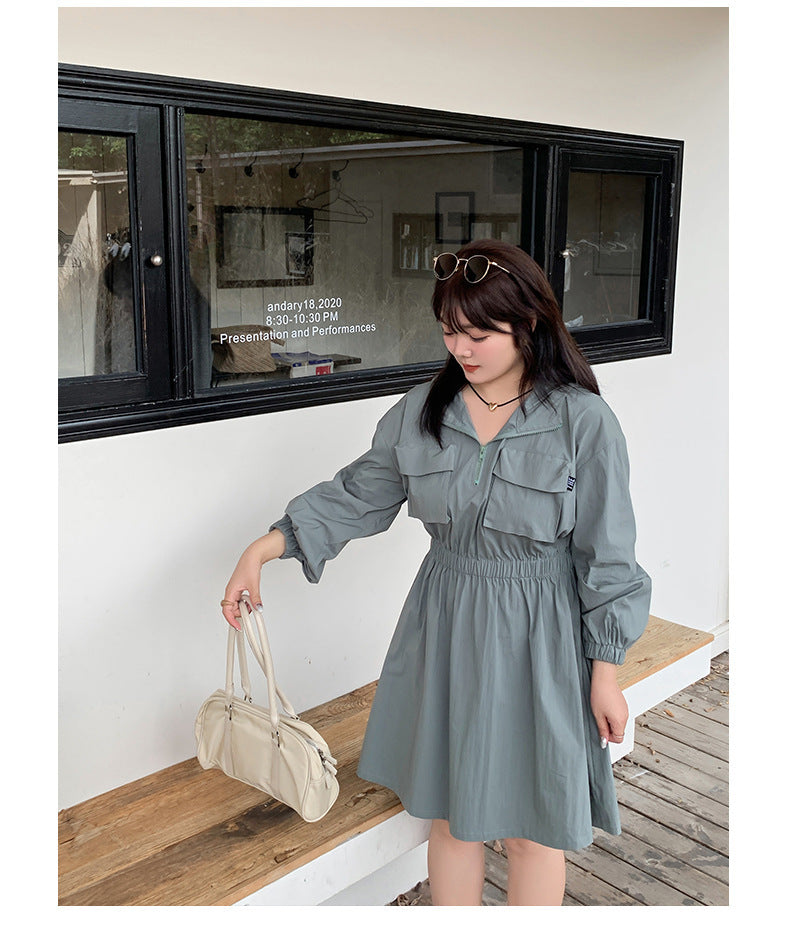 大きいサイズ レディース アウトドアフード付きワンピース LL 3L 4L 5L