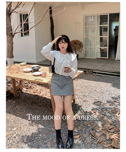 大きいサイズ レディース アシンメトリーカラーブラウス LL 3L 4L 5L