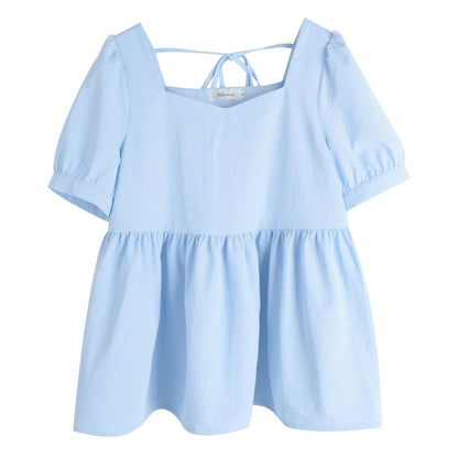 大きいサイズ レディース レースアップフリルベビードールブラウス LL 3L 4L 5L