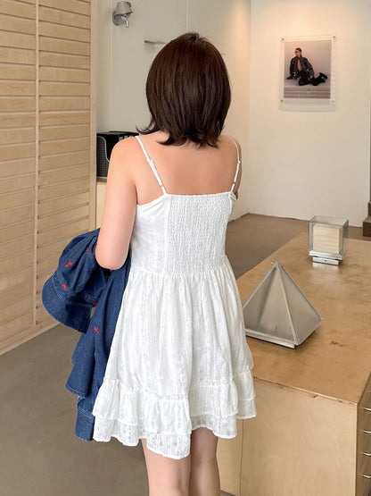 大きいサイズ レディース ストライプ柄ジャカードコットンフリルワンピース（ミニ / ロング） LL 3L 4L 5L