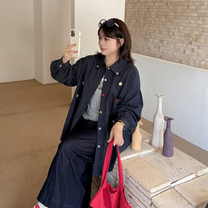 大きいサイズ レディース ラペルリネンボタンダウンカジュアルシャツ 3L 4L 5L