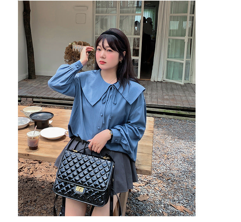 大きいサイズ レディース アシンメトリーカラーブラウス LL 3L 4L 5L