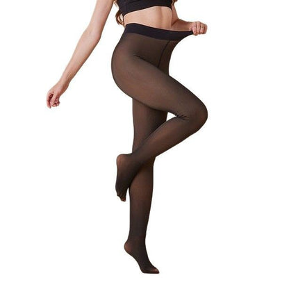 大きいサイズ レディース 暖かいフリース裏地付き透けて見えるタイツ S M L