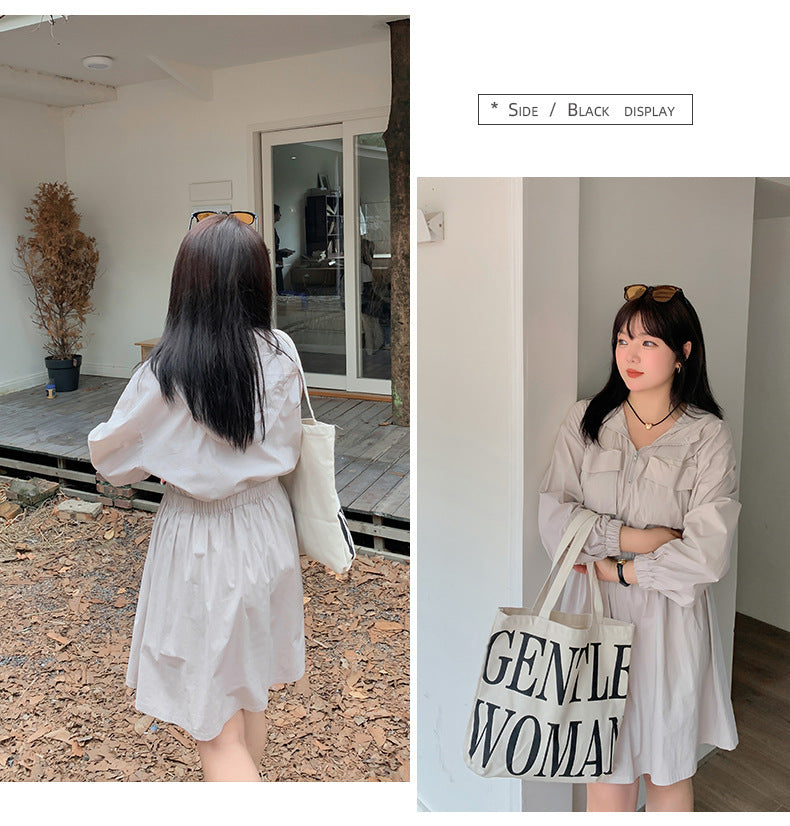 大きいサイズ レディース アウトドアフード付きワンピース LL 3L 4L 5L