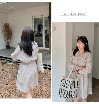 大きいサイズ レディース アウトドアフード付きワンピース LL 3L 4L 5L