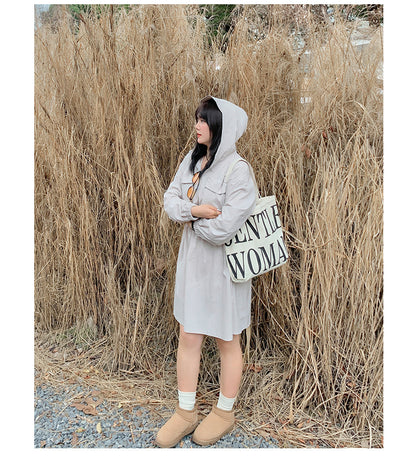 大きいサイズ レディース アウトドアフード付きワンピース LL 3L 4L 5L