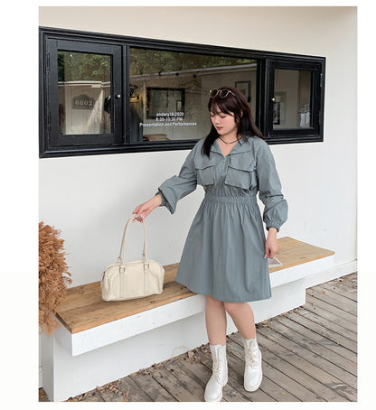 大きいサイズ レディース アウトドアフード付きワンピース LL 3L 4L 5L