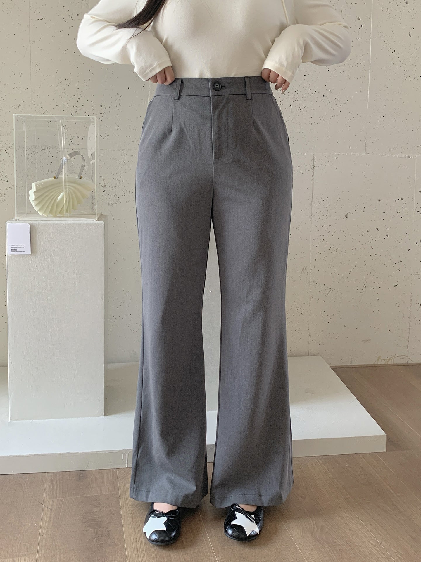 大きいサイズ レディース ラップスカート付きハイウエストフレアパンツ LL 3L 4L 5L