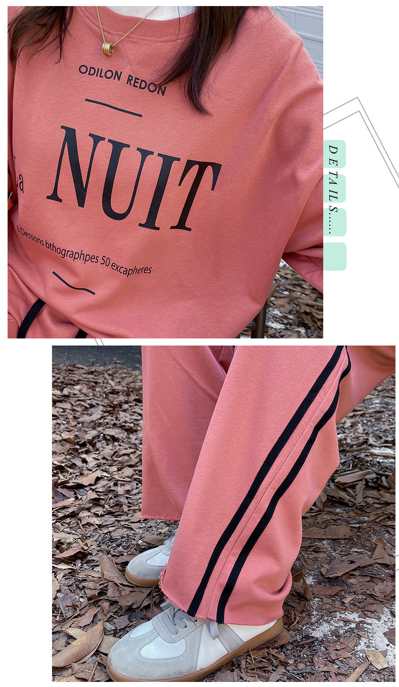 大きいサイズ レディース プリントスウェットシャツ+ワイドパンツセット LL 3L 4L 5L