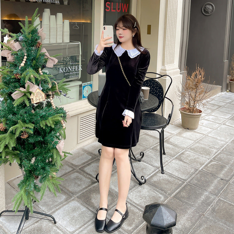 大きいサイズ レディース シックなベロアワンピース LL 3L 4L 5L