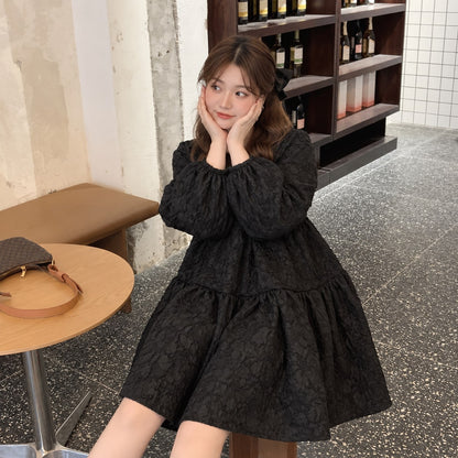 大きいサイズ レディース ジャガードティアードミニワンピース LL 3L 4L 5L 8
