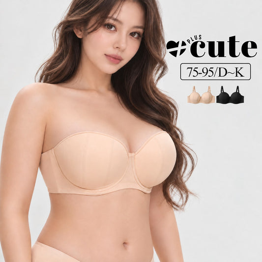大きいサイズ レディース すべり止め付き3WAYストラップレスハーフカップブラ 75-95DEFGHIJK 1