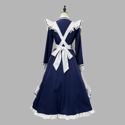 大きいサイズ レディース フリルエプロン付きロングメイド服コスチューム LL 3L 4L 5L 6L 5
