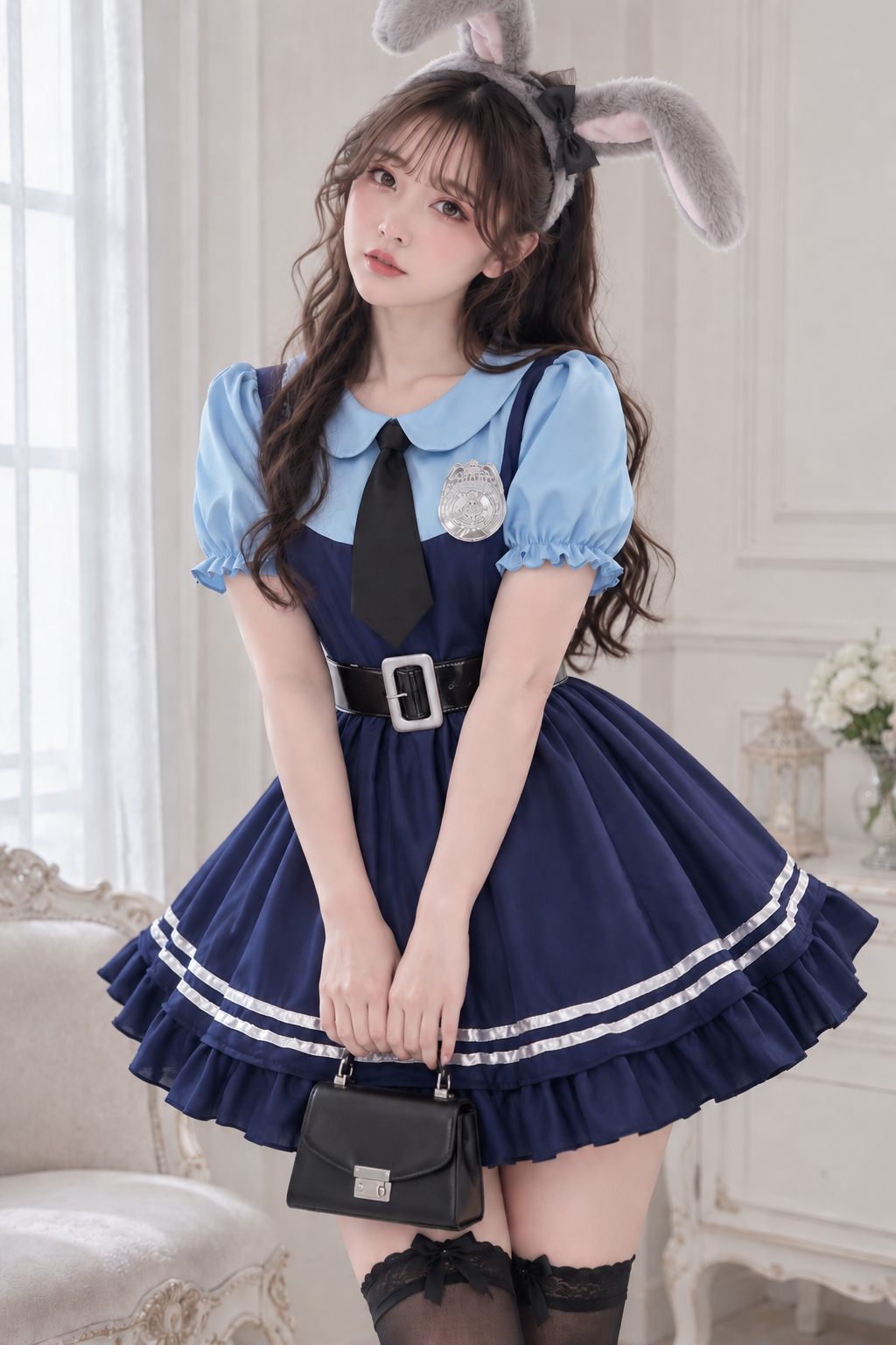 大きいサイズ レディース ポリスガールフレアコスチュームワンピース LL 3L 4L 5L 6L