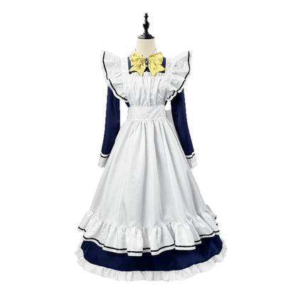 大きいサイズ レディース フリルエプロン付きロングメイド服コスチューム LL 3L 4L 5L 6L ネイビー 2