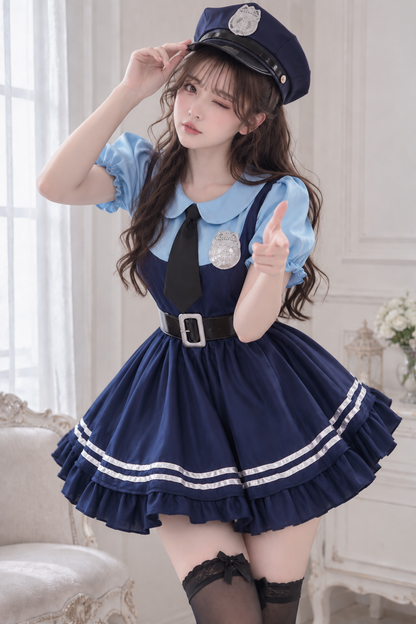 大きいサイズ レディース ポリスガールフレアコスチュームワンピース LL 3L 4L 5L 6L