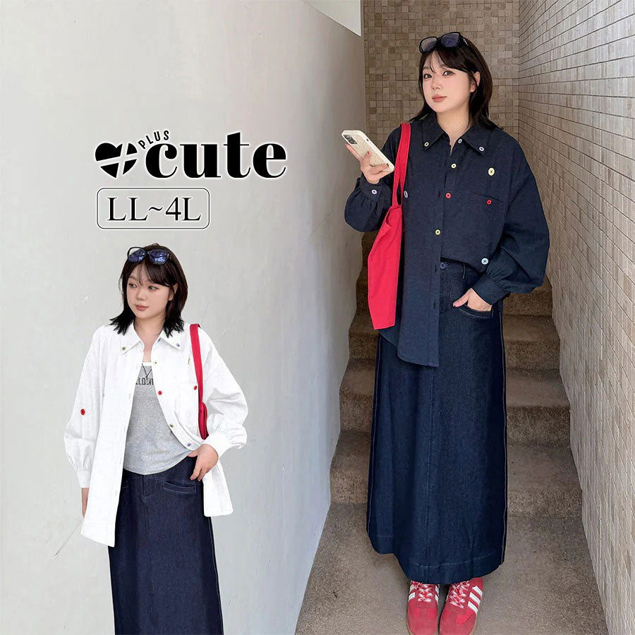 大きいサイズ レディース ラペルリネンボタンダウンカジュアルシャツ LL 3L 4L